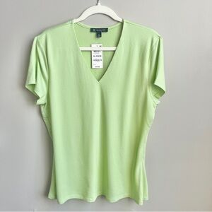 INC International Concepts Ribbed Knit Top Women's XL New NWT Lime Green Shirt